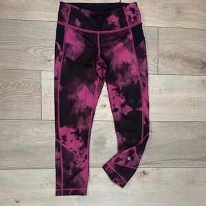 Lululemon Pace Revival Crop Pink and Black Patterned Leggings
